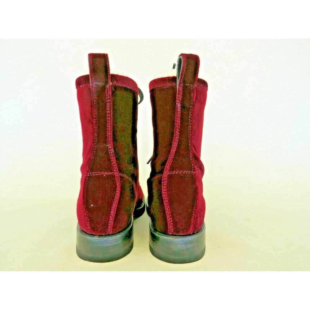 FRYE Red Velvet Combat 6.5" Ankle Boots Bootie Womens Size 6 B - Picture 7 of 11